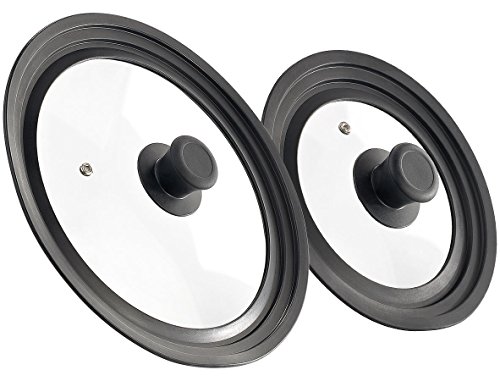 Rosenstein & Söhne Universal-Glasdeckel mit Silikonrand, 2er-Set