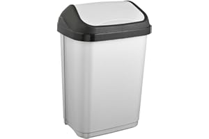 keeeper Pattumiera con Coperchio Basculante, 10 L, Swantje, Argentato