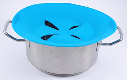 Silikon Abdeckung, Topf Überlaufschutz / Überkochschutz, Aufsatz zum Dampfgaren, Mikrowellenabdeckung (Hellblau) - 2