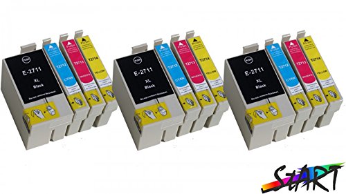 12 Ersatz Chip Patronen kompatibel zu Epson 27XL, T2711XL, T2712XL, T2713XL, T2714XL