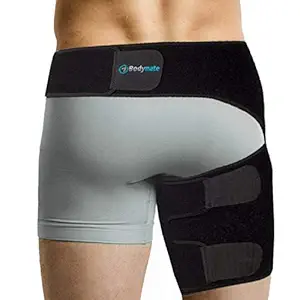 BodyMate Unisex Brace Compression Wrap for Groin, Hip, Thigh, Quad Hamstring, Joints Sciatica Nerve (Waist: 46inch, Thighs: 28inch, max)