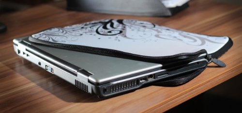 wortek Universal Notebook Tasche aus Neopren für Notebooks bis ca. 17,3 Zoll – Abstrakt Flamme Schwarz Bunt - 5