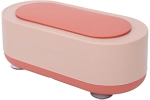 XJCX Ultrasonic Jewelry Cleaner Kit, Portable Glasses Cleaning Machine, High Frequency Vibration Glasses Cleaner with Fixed Suction Cup for Watch, Coin, Circuit Board, Small Parts(Pink)