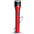 Eveready Glostar DL50 | 0.75W LED Torch | Powered by 3 AA Batteries | Super Bright White LED | 2400 Lux Output | Wide Beam & Range | Strong & Durable Plastic Body | Red