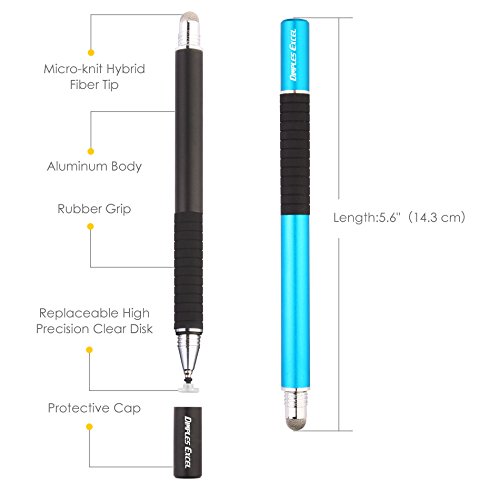 Dimples Excel Präzision Stylus pen Eingabestifte for Ipad Pro Kindle Tablet Touchscreen Smartphone mit Ersatzspitzen (Schwarz + Blau) - 3