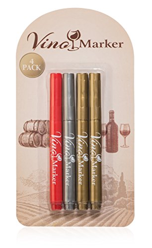 Vino Marker Weinglas-stifte/Marker, metallic, 4er Packung – eine neue Alternative zu Glasmarkers - 2