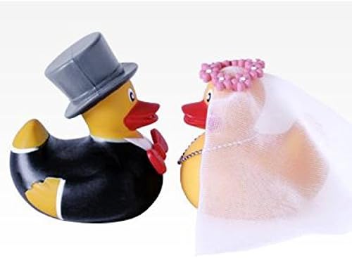 factotumBath Ducks Set of 2, Brunhilde & Bruno in Gift Box - Plastic or Resin