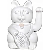 Lucky Cat. Der klassische Glücksbringer in winkender Katzengestallt oder Maneki-Neko in fröhlichen Farben. WEIẞ: Reinheit, gute Dinge zu kommen. 10x6x15cm