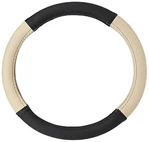 Semaphore Ring Type Car Steering Wheel Cover Black and Beige for Mahindra Bolero