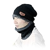 Sciarpa invernale Beanie Hat Set, JUSTIME Berretto a maglia Warm Fleece Foderato