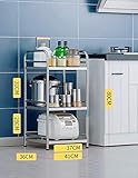 Maison.Simple.zgl Etagere Micro Onde INOX - 3 Étagères, Petite Meuble Cuisine Rangement, avec Crochet (Size : A-41×36×80 cm)
