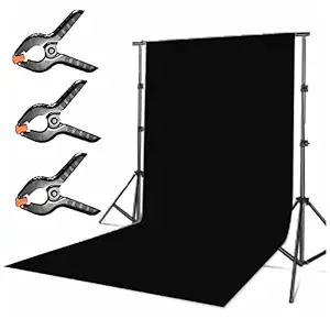 Boltove 8FTX12FT Black Backdrop Background with 3pcs Spring Clamps for Photography Backdrop,Photoshoot Background, Home Decoration, Product Photography, Screen Video Recording, Curtain