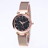 EisEyen Damen Uhren Frauen Mode Diamant schneiden Sternenhimmel Zifferblatt Mesh Riemen Armband Armbanduhr Bracelet Women Watches
