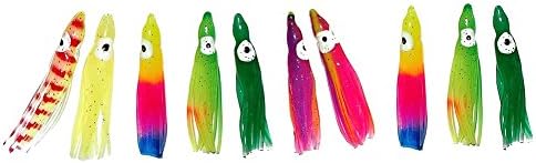 RUNakan 10 Pcs 4-18cm Octopus Squid Skirt Lure Saltwater Soft Fishing Lure Bait (6cm)