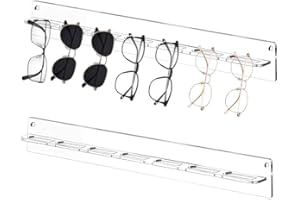 DAKLUNAR 2 Piezas Organizador Gafas De Sol Soporte Gafas Pared Organizador Expositor Almacenamiento Porta de Exhibición Acrílico 38cm×3.8cm