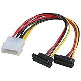 rhinocables® 15cm Dual RIGHT ANGLED SATA Power Adapter Y Splitter to MOLEX Cable Double SATA