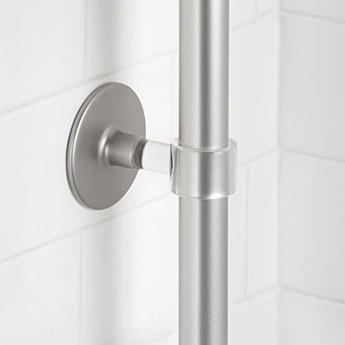 InterDesign 21545EU Affixx, Peel-and-Stick Starker Selbstklebender Forma Dusch-/Bad-Teleskop-Eckkorb für Shampoo, Conditioner, Seife – Satiniert, Steel, Satin, 24,8 x 9,4 x 64,7 cm - 5