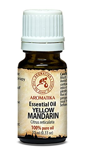 Mandarine Öl 100 % naturreines ätherisches 10ml 0,33 oz, Reine & Natürliche Gelb Mandarinen Öl, Citrus reticulate, Italien – für guten Schlaf / Beauty / Stressabbau/ Baden / Dehnungsstreifen / Gewichtsverlust / Anti Cellulite Wirkung / Körperpflege / Wellness / Schönheit /Aromatherapie / Entspannung /Massage / SPA/ Aroma Diffuser / Duftlampe / Raumbeduftung / Kosmetik Kosmetikanreicherung / Aromatherapeutische / Unverdünntes /Therapeutische / Alternative medizin; Glasflasche, von AROMATIKA - 5