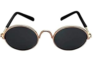 TopE Pet Glasses, Funny Cute Dog Cat Retro Fashion Sunglasses, Transparent Eye-wear Protection, Photos Props for Small/Medium Pets (Gold+Black, Medium)