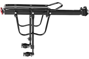 GERMERSE Soporte para asiento trasero de bicicleta, portaequipajes de asiento trasero de bicicleta de liberación rápida para bicicleta de montaña con reflector