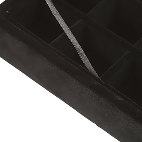 24 Raster Samt verspiegelt Jewelry Display Box Ringe Ohrringe Halskette Nail Art Organizer Fall – Rose Rot/Schwarz – Schwarz, Eine Größe schwarz - 4