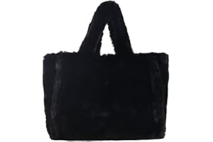 Ulisty Damen Herbst Winter Groß Plüsch Tragetasche Flauschig Henkeltasche Hobo-Tasche Handtasche schwarz
