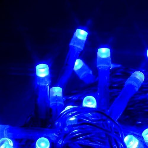Qbis Blue LED Christmas Lights Also for Halloween. Add-on Set - Doesn't Include The Transformer. 100 Opaque LEDs. Transparent Wire. for use with a Starter Pack.