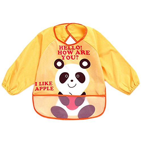 Lovely Panda Waterproof Baby Feeding Clothes Long-sleeved Baby Bibs