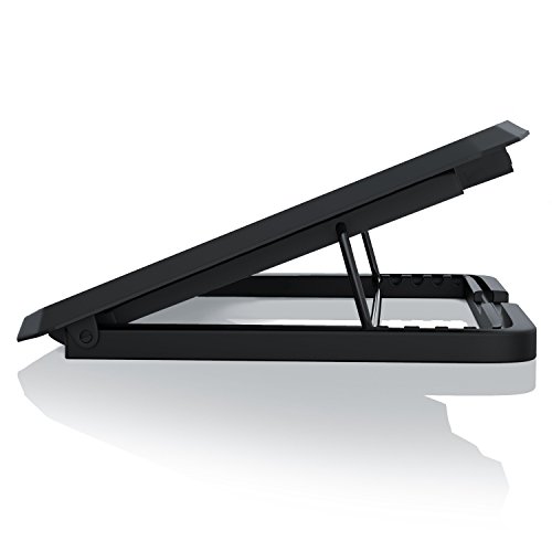 CSL – 15,6 Zoll Notebook Cooling-Pad Silent | Notebook Kühler / Laptop Lüfter / Notebook Cooler | Super Silent Cooling System | 2x USB-Port Typ A | blaue LEDs | Metallgitter-Oberfläche | 6 verschiedene Neigungseinstellungen - 3
