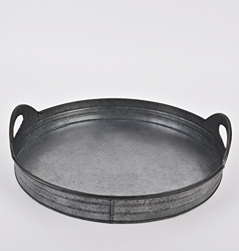 Tablett rund Industrie Vintage Design Metall 10x40x40cm grau - 3