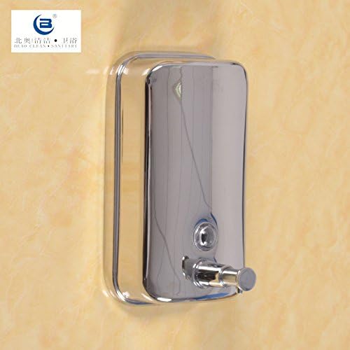 OK175 Stainless Steel Soap Dispenser, 304 Manual Soap Dispenser, Wall-mounted, Square-Silver , 1000ml