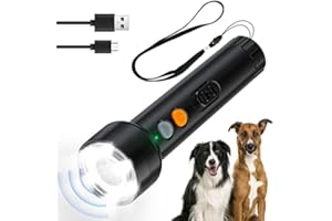 Bubbacare Antiabbaio per Cani, 2 in 1 Portatile Dispositivo Anti Abbaio Cani con Torcia Elettrica, 3 modalità Ultrasuoni per Cani, Ricaricabile Antiabbaio, Portata Sicura 5M per Tutti i Cani