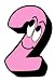 Pink Face Number 2 Sticker For House Door / Wheelie Bin / Dustbin - Choose Number