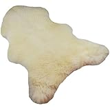 Naturasan Alfombra Piel de Cordero, de pelo largo de piel natural decoración - Alfombra, Euro, largo 120 -130 , blanco