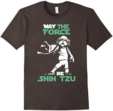 Men's Shih Tzu dog T shirt - May the force be Shih Tzu 2XL Asphalt