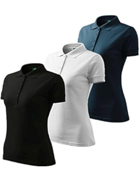 3er Pack Dress-O-Mat Damen Poloshirt T-Shirt Polohemd Tailliert