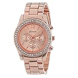 YEARNLY Damen Armbanduhr mit Silber Gold Roségold Metallarmband Treibsand Strass Zifferblatt Quarzuhr Analog mit Batterie