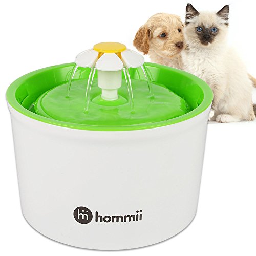 Hommii HP-88 Fuente de Agua para Perros y gatos 1.6L Eléctrico Automático 1.6 L Fuente de Flor Verde