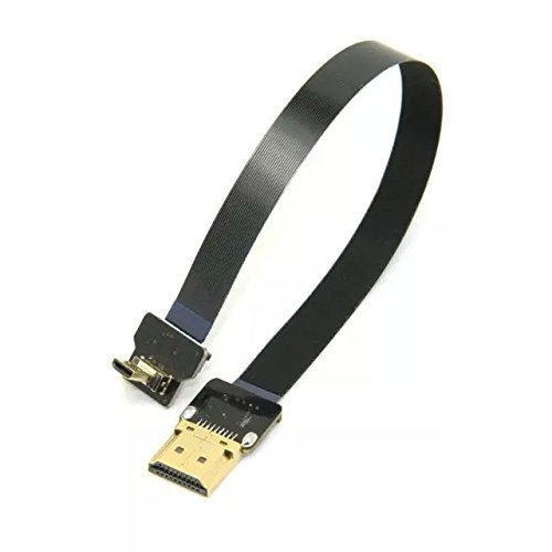 Goliton® Drohne Luft FPV Dedicated Micro HDMI auf HDMI High-Definition Kabel Winkel 90 Grad FPC weiches Kabel - Schwarz