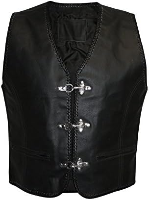 Lemoko Leather Motorcycle Vest Motorbike Bike Vest with Metal Closure Black Sizes S – 4XL -  Black - XXL