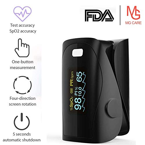Pulso oxímetro MGcare Pro Deportes y Aviación Unidad de Dedo Spot Check Oxygen Monitor Dedo con cordón, color negro