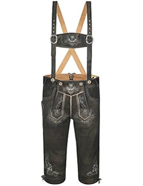 ALMBOCK Trachtenlederhose Wildbock Herren | Knielange Lederhose aus feinem Wildleder in schwarz, braun, dunkelbraun...