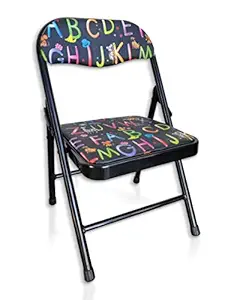 M T BROTHERS - Folding Stainless Steel Kids Chair - Black Color SEAT and Back Cushion - 25LX14WX14D cm (Kids Chair)