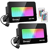 focos led para cultivo interior segunda mano ★【MULTICOLOR Y REGULABLE】 Con el control remoto de 24 teclas, puede ajustar el brillo del foco de 100W RGB LED o cambiar 16 colores y 4 modos: modo de flash, modo estroboscópico, modo de fundido, modo suave.