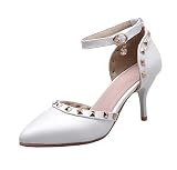 AgeeMi Shoes Mujer PU Puntera EN Punta Sólido Hebilla Tacón Alto de...