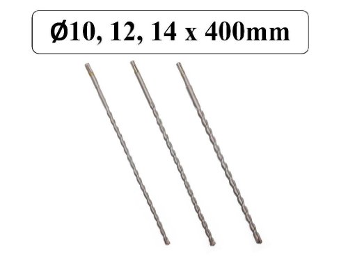 3 tlg Set Steinbohrer SDS PLUS 10 + 12 + 14 mm Länge 400 mm