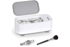 AMFUN 300ML Pulitore Ultrasuoni, Professionale Lavatrice Ultrasuoni, 45KHz Pulizia Ultrasuoni con 3 Impostazioni Dell'ora, Pulitore ad Ultrasuoni per Gioielli Occhiali Orologi Argento Anell