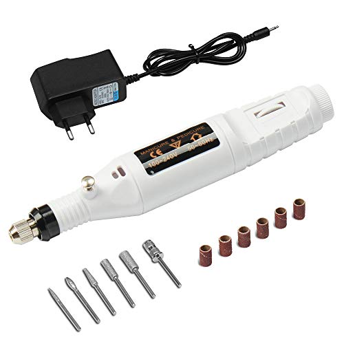 Lucidatore Elettrico Professionale Smalto per Unghie Pedicure, YZPUSI Lucidatore per Unghie Pulidora Trapano Nail Trapano Art Lime 6 set, Forma di Penna per Unghie Strumenti Lucidatura