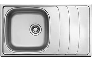 Respekta Miami Edelstahl Spülbecken / 1 Becken Einbauspüle in 86 x 50 cm/Edelstahlspüle geeignet für Unterschränke ab 50 cm Breite