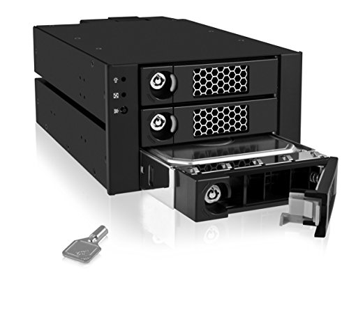 Icy Box IB-553SSK 2-fach 5,25″ Backplane für 3x 3,5″ (8,9 cm) SATA SAS HDD, Voll-Metall-Design, 1x 80 mm Lüfter, verriegelbar (schwarz) - 2